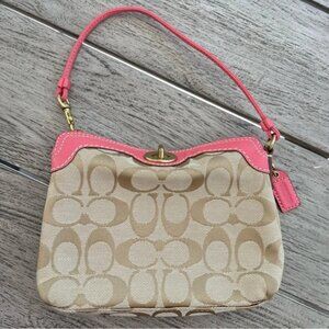 Coach Signature Fold Cover Turn Lock Handbag Wristlet